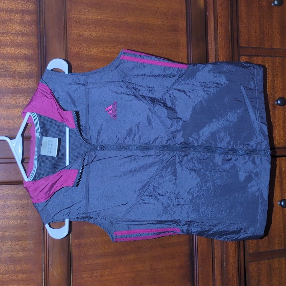 adidas  Sleeveless Hooded Vest with Pink Accents